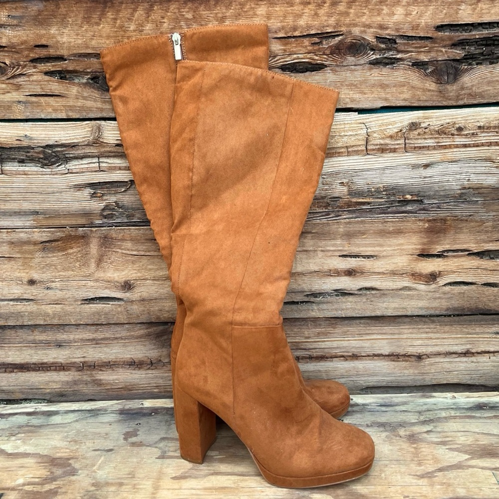 JUSTFAB | Tan Cognac Brown Riding Boots 10